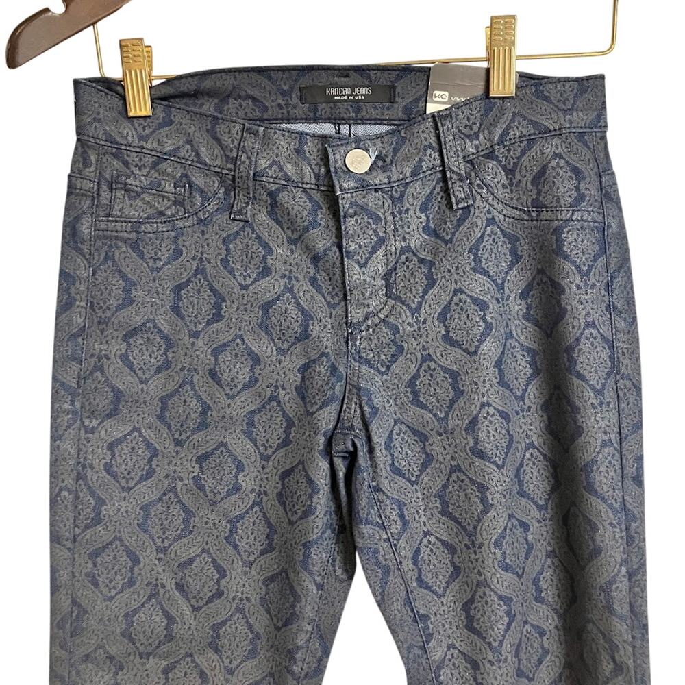 KanCan Gold Foil Jeans Low Rise Skinny Metallic Embossed Denim NEW Size 3 (27W)